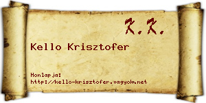 Kello Krisztofer névjegykártya